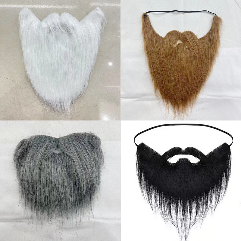 Picture of Amazon Halloween Beard Santa Claus Big Beard White Long Hair Black Big Beard Party Beard Dress up