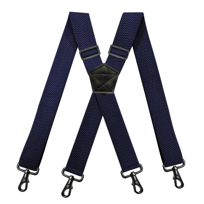 Picture of Cross-Border Supply Adult Men's 4-Clip Suspenders 3.8cm X-Type Corn Pattern Elastic Suspenders Black Hook Buckle in Stock