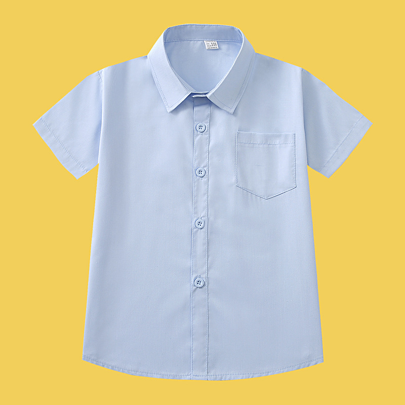 Picture of Children's shirt boy's shirt blue short-sleeved shirt high color fastness school uniform shirt non-shrinking anti-wrinkle