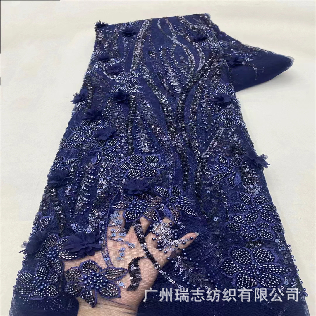 Picture of New Cross-border Europe, America, Middle East and Africa Three-dimensional Flower Beaded Lace Wedding Dress Children's Wear Fabric