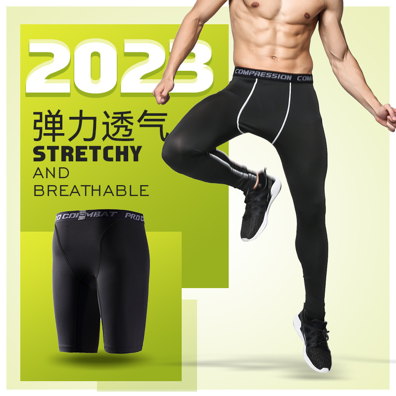 Picture of Amazon Sports Tight Pants American Men's Fitness Running Pants PRO Quick-drying Basketball Cropped Leggings Cross-border