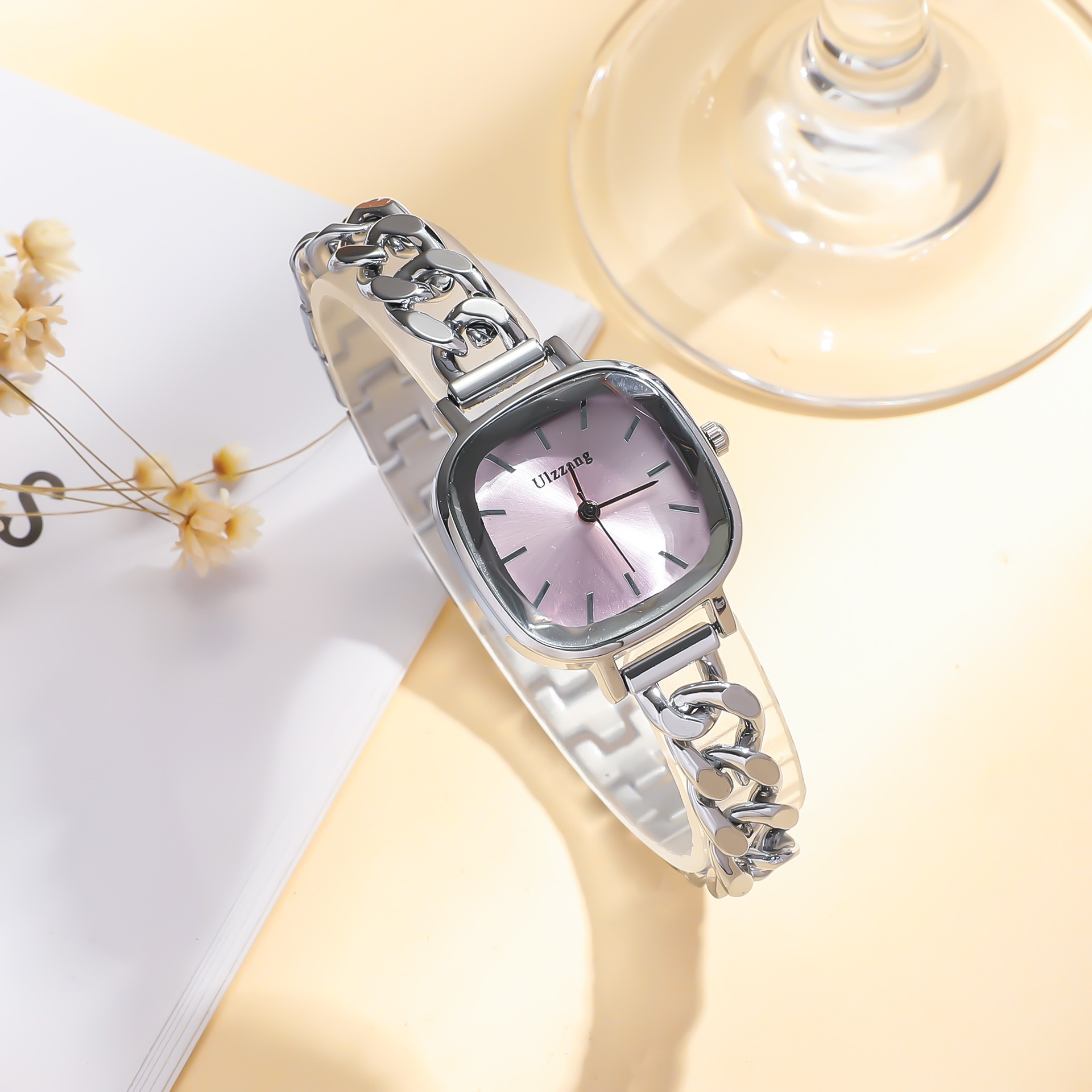 Picture of Women's Fresh Ins Style All-Match Purple Aurora Dial Square Bracelet Watch for Students