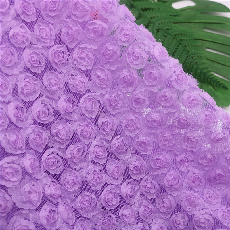 Picture of 3D Three-dimensional Small Rose Chiffon Disc Flower Mesh Embroidered Children's Clothing Hanfu Skirt Lace Lace Wedding Fabric Multicolor