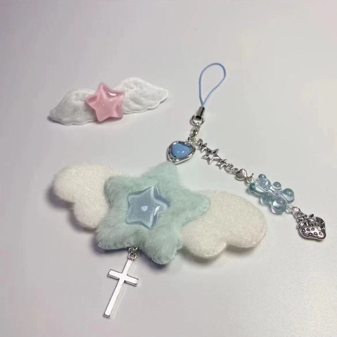 [pink blue plush star strawberry] mobile phone chain pendant goo this chain pendant key chain goo this chain card book buckle