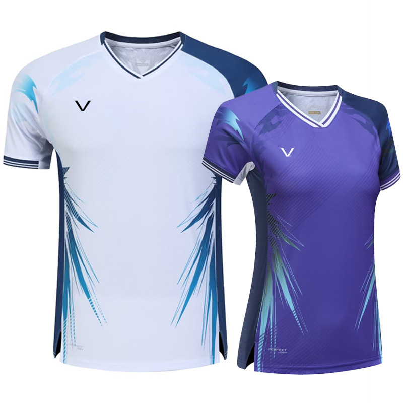 New Badminton Uniforms for Men and Women, Competition Uniforms for Couples, Quick-Drying Short-Sleeved Student and Kidsren's Tennis Uniforms, Sportswear 50007