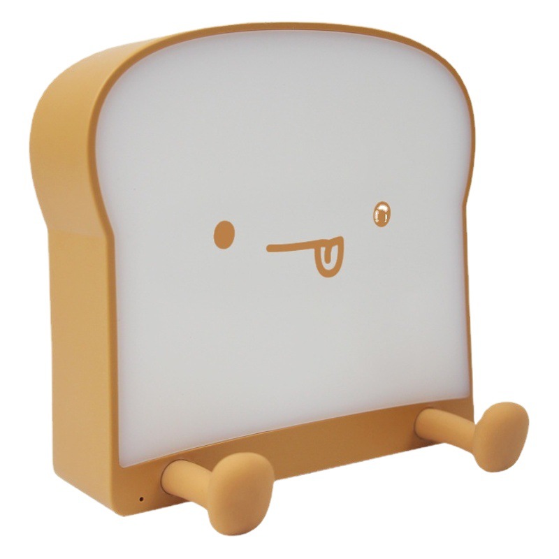 Creative Cartoon Cute Toast Bread Night Light Mobile Phone Holder USB Bedroom Bedside Atmosphere Silicone Night Light