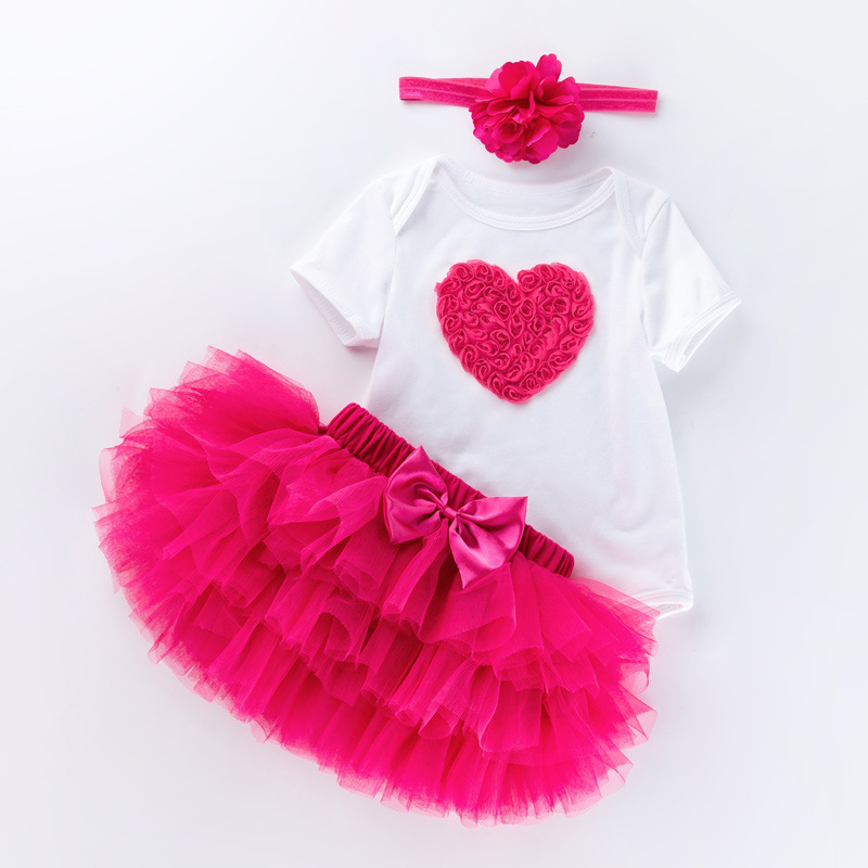 Picture of Cross-border Children's Wear Baby Birthday Dress Black and White Short-sleeved Climbing Dress Princess Dress suit Summer Baby One-year-old Party Dress