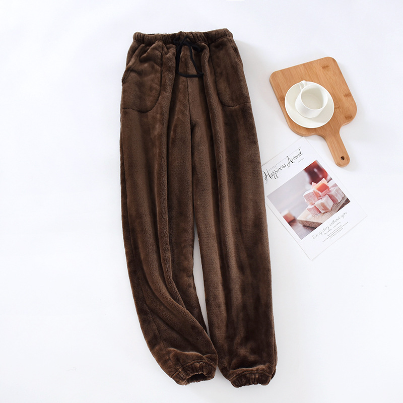 Picture of Men's Pajama Pants Fleece-Lined Thickeneded Warm Pants Pants Autumn and Winter Flannel Cuffed Home Wear Pants Large Size Loose