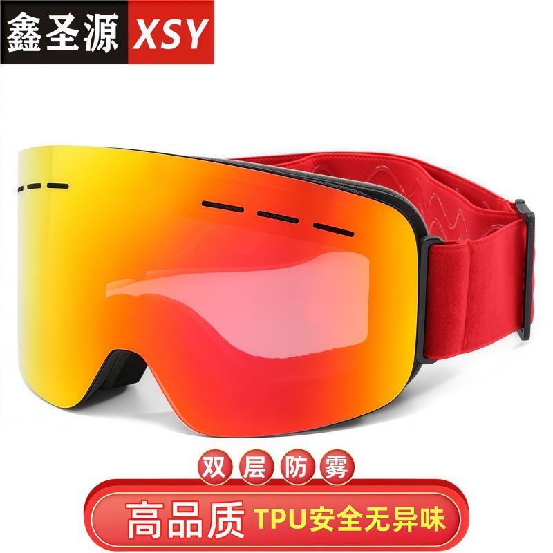 Cross-border New Adult Ski Goggles with Glasses Double-layer Anti-fog Eye Protection Ski Snow Goggles Windproof Glasses Sand-proof