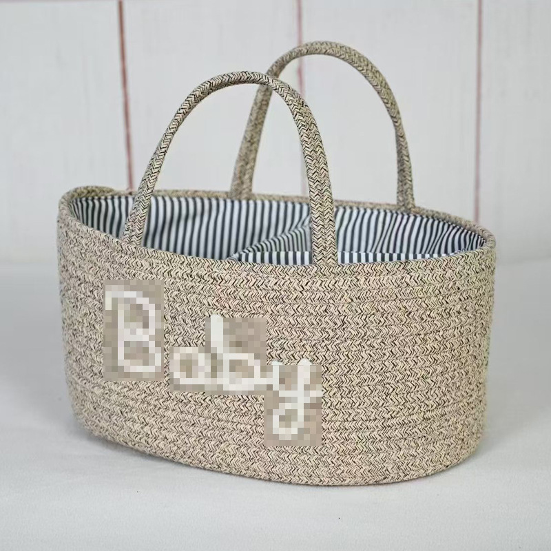 Letter cotton rope woven storage basket detachable inner dry and wet separation maternal and infant products storage basket manufacturers direct supply