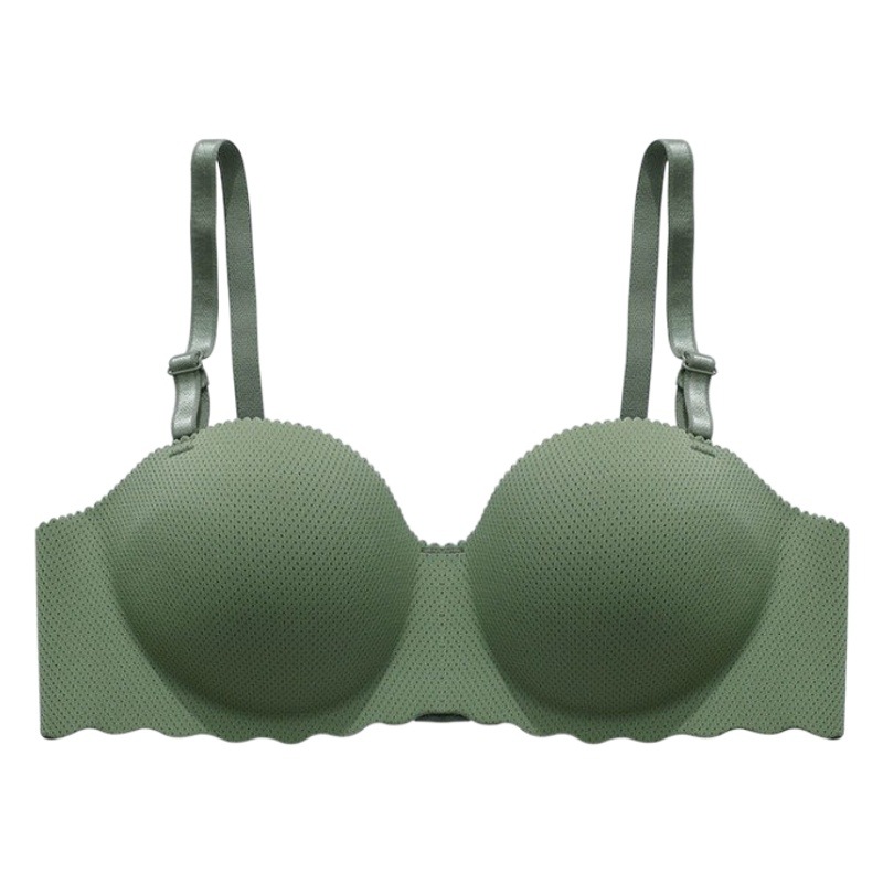 One-piece  popular girl seamless half cup underwear without steel ring comfortable breathable thick small chest push up bra