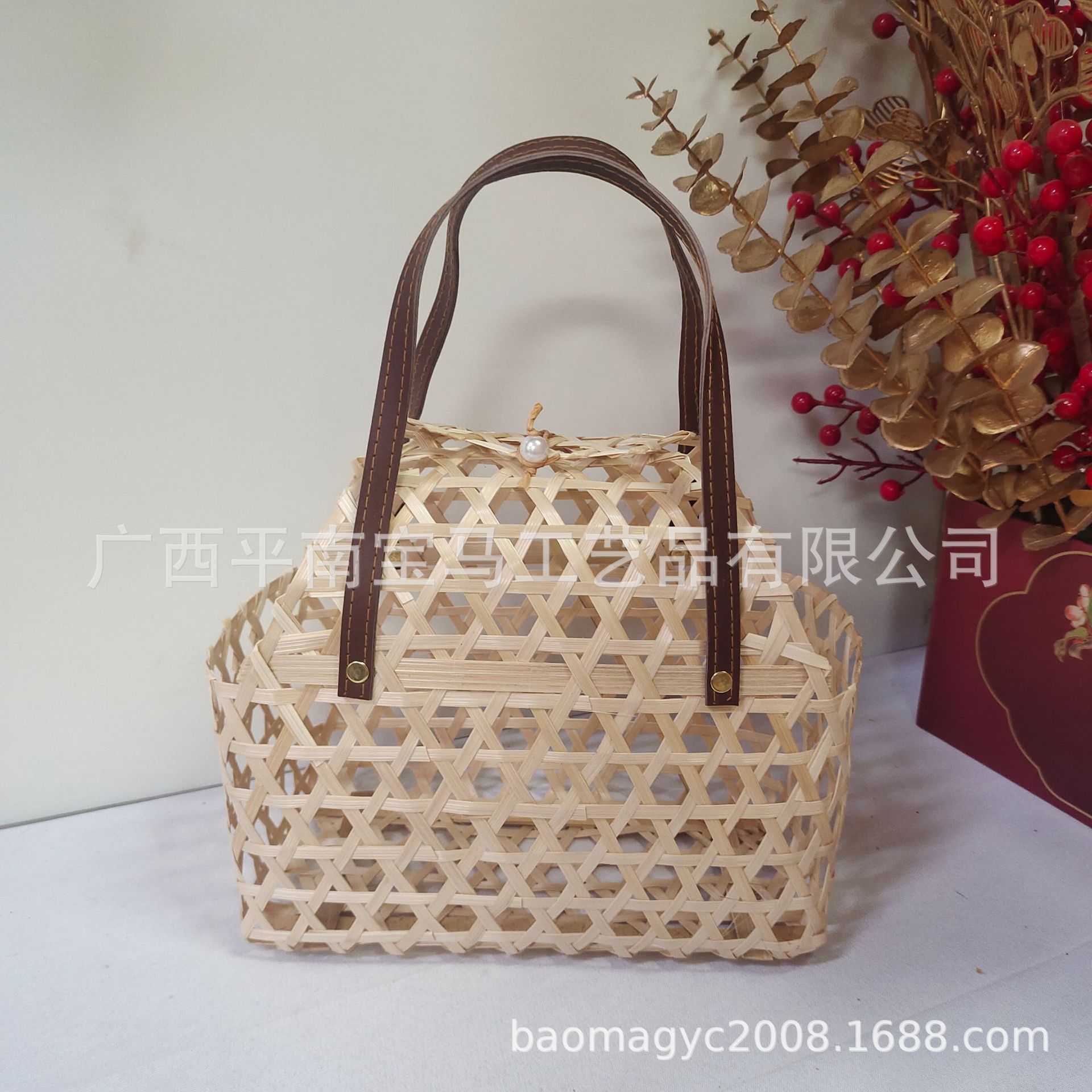 Manufacturer Dragon Boat Festival Gift Basket Bamboo Basket Hand Basket Companion Gift Basket Gift Packaging