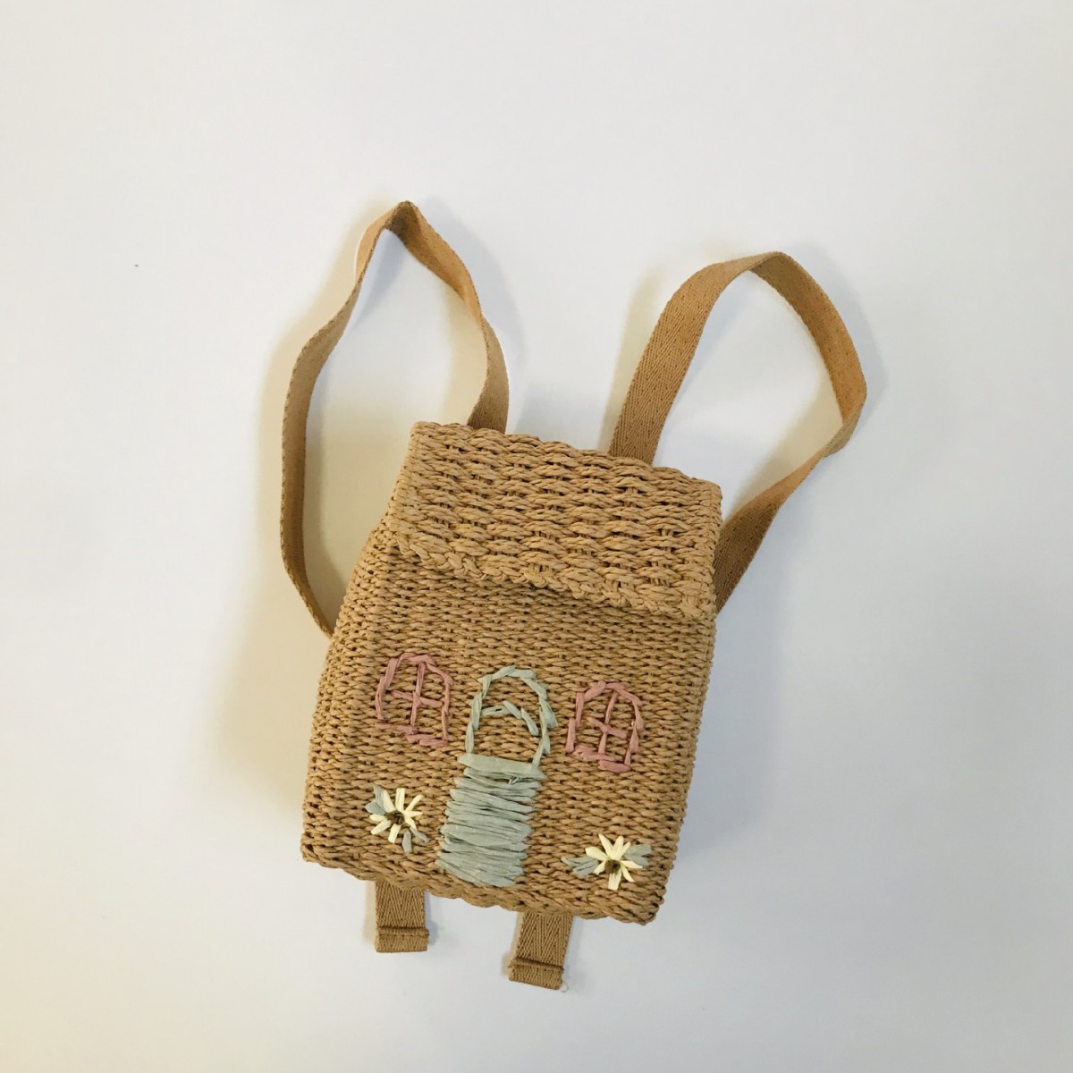 Picture of Children's Backpack Girl's Straw Bag Student's Bag New Children's Bag Cute Small House Woven Backpack Mini