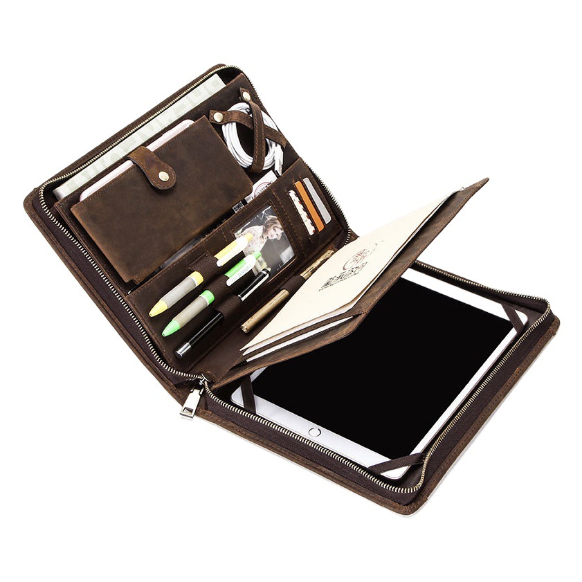 Picture of For Apple ipadpro10.5 protective cover crazy horse cow belt pen slot zipper multi-functional flat protective cover