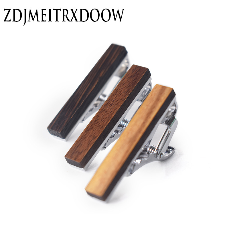 Picture of New high-grade wooden tie clip personality pattern printing wooden tie clip alloy zebra wood can be customized