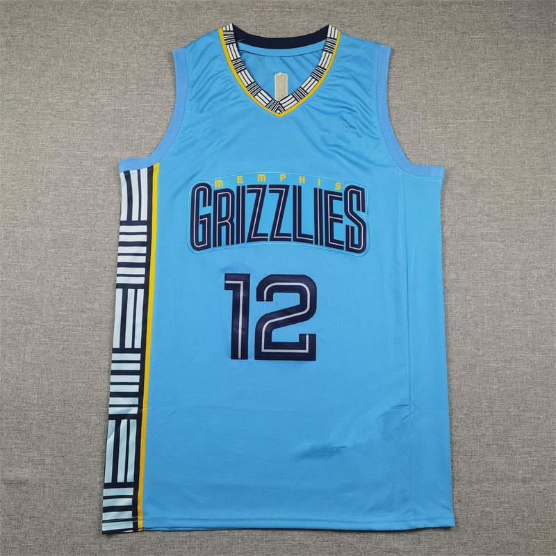 Embroidered Edition 2023 Grizzlies 12 light blue Ja Morant (Ja Morant) Waist King Basketball Jersey