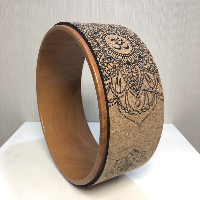 Picture of Cork Yoga Wheel Backbend Equipment Printed Yoga Circle Material for Pregnant Women Parent-Child Assisted Backbend Parent-Child Yoga