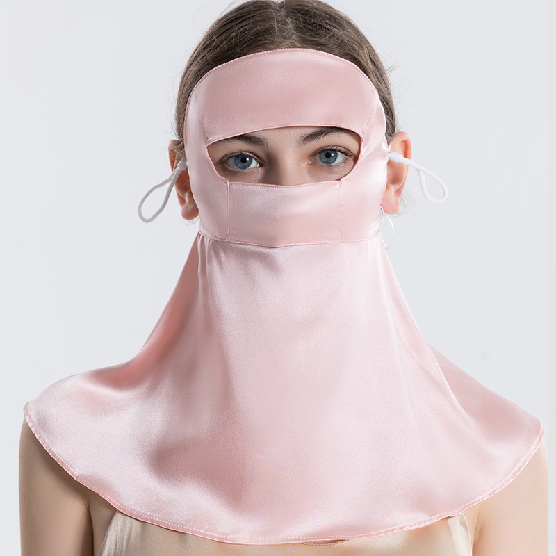 Picture of Silk sun mask sleep breathable full face cover summer UV mask mulberry silk oil smoke-proof veil for women