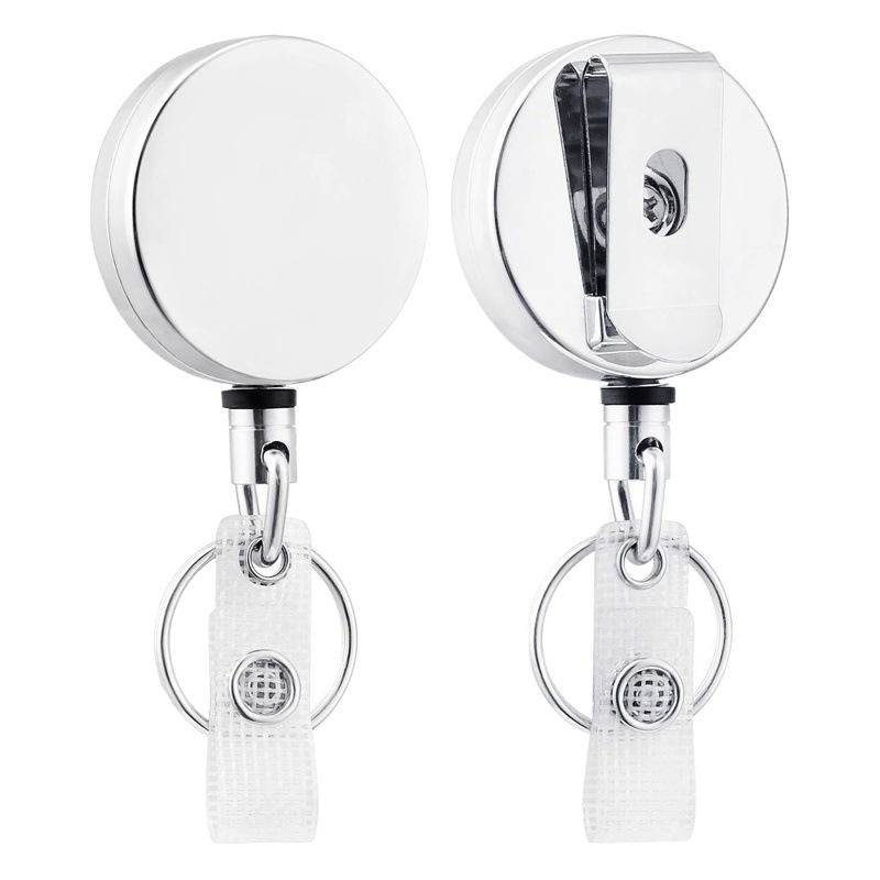 AMAZON cross-border e-commerce hot sale 4CM silver metal easy pull buckle telescopic buckle easy pull keychain