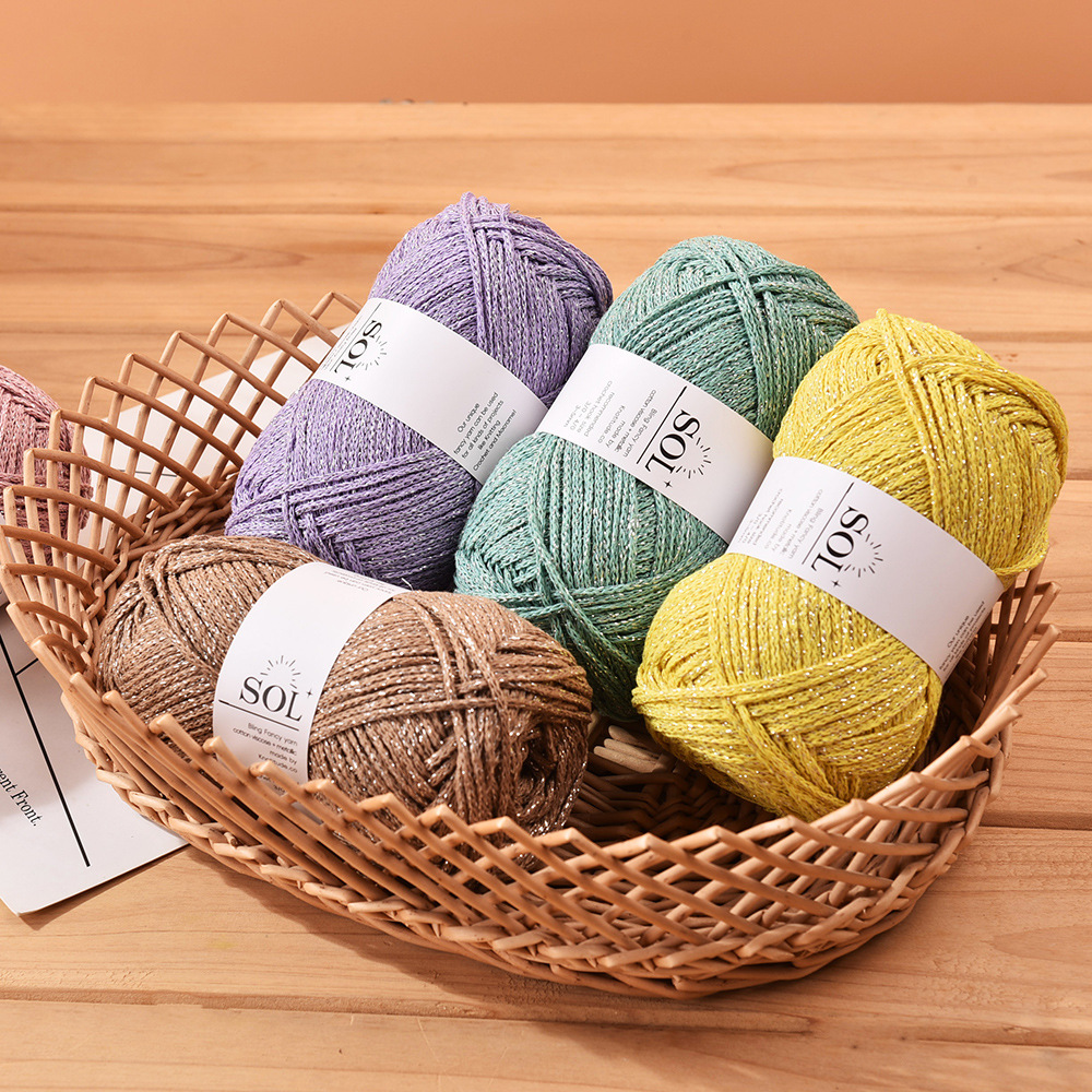 Cross-border 1.5mm silver hollow cotton DIY handmade wool ball combed cotton baby thread crochet material bag