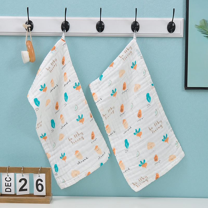Picture of 6-Layer Seersucker Small Square Towel Kidsren's Towel Pure Cotton Type a Cotton High-Density Saliva Towel Kindergarten Small Towel Pure Cotton