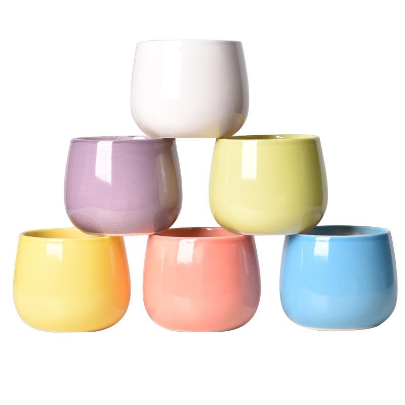 Picture of Factory wholesale ceramic flower pot glaze combination creative home decoration fleshy flower pot simple meat green plant potted plant