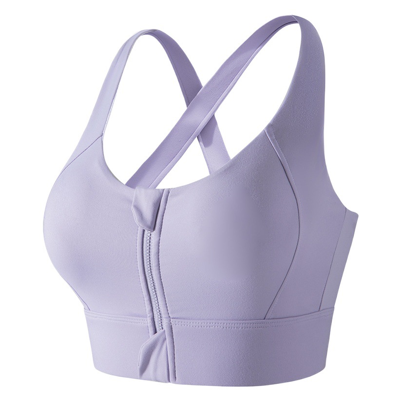 Cross-Border Front Zipper Sports Bra for Women, Shock-Proof, Anti-Sagging, High-Intensity Running Yoga Vest, Fitness Bra, Thin Style