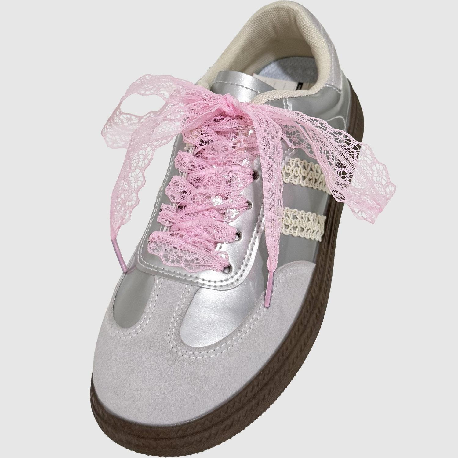 Picture of Lace Shoelaces DIY Ballet Style Cute Girl Accessories Desun Shoes White Silk Lace Shoelaces Pair