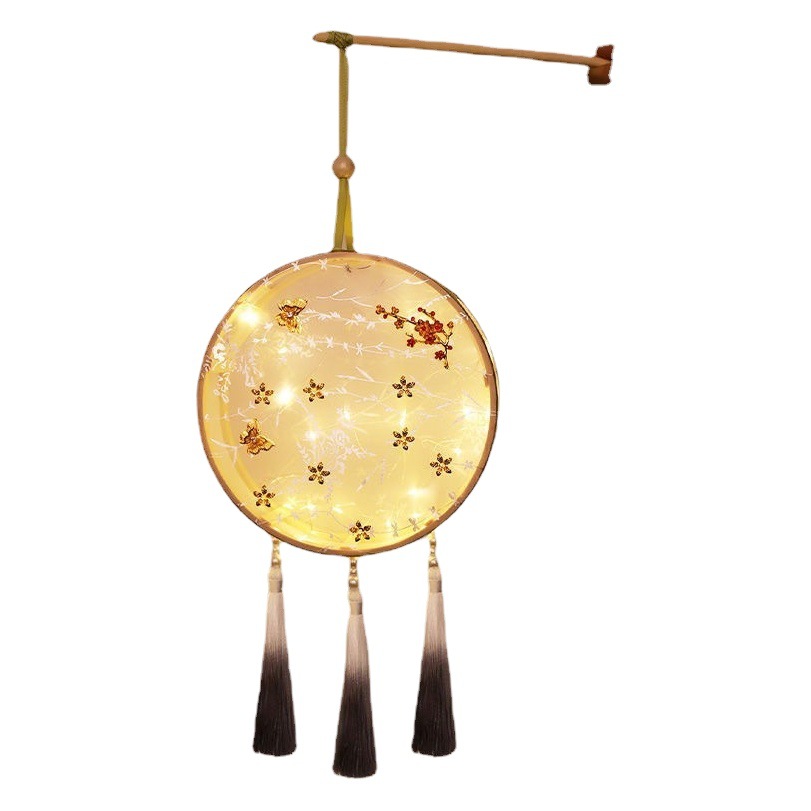 Picture of New Hanfu mid-autumn festival lantern diy handmade flowers and plants Lantern finished led Luminous lantern ancient style portable palace lantern