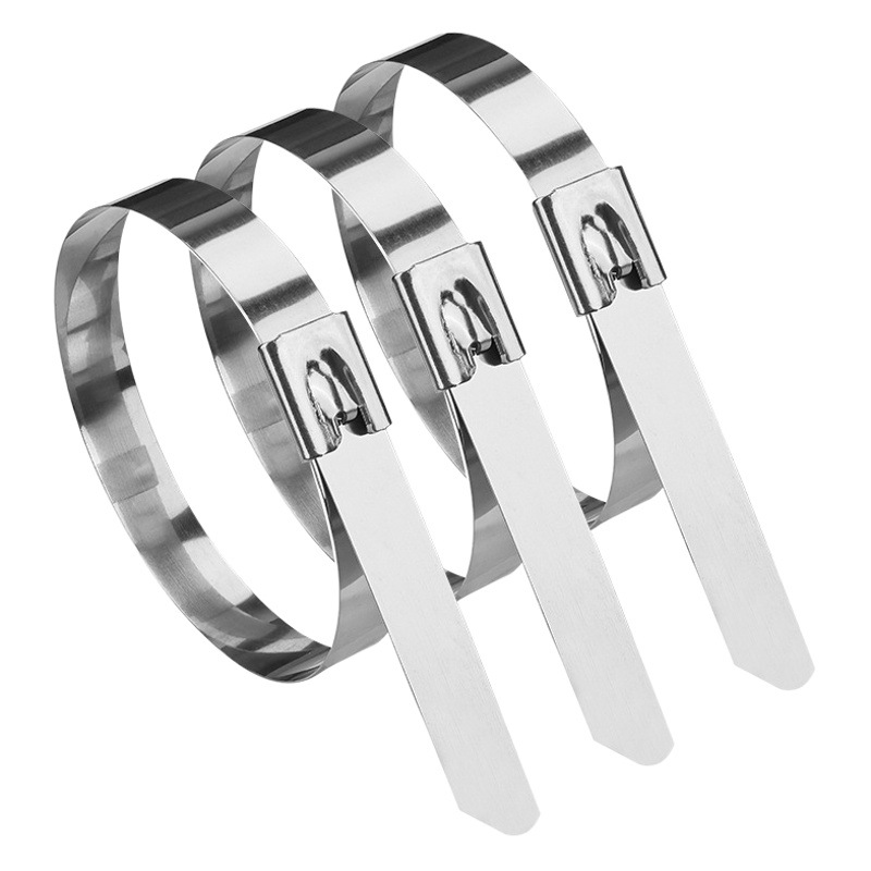 304 stainless steel cable tie 4.6*300 self-locking metal marine cable tie belt outdoor high temperature resistant cable tie steel belt