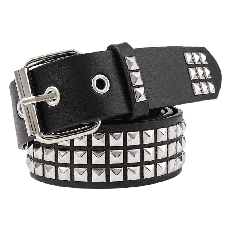 European and American fashion punk square Rivet Belt hardware jeans belt unisex rivet hip hop belt decoration
