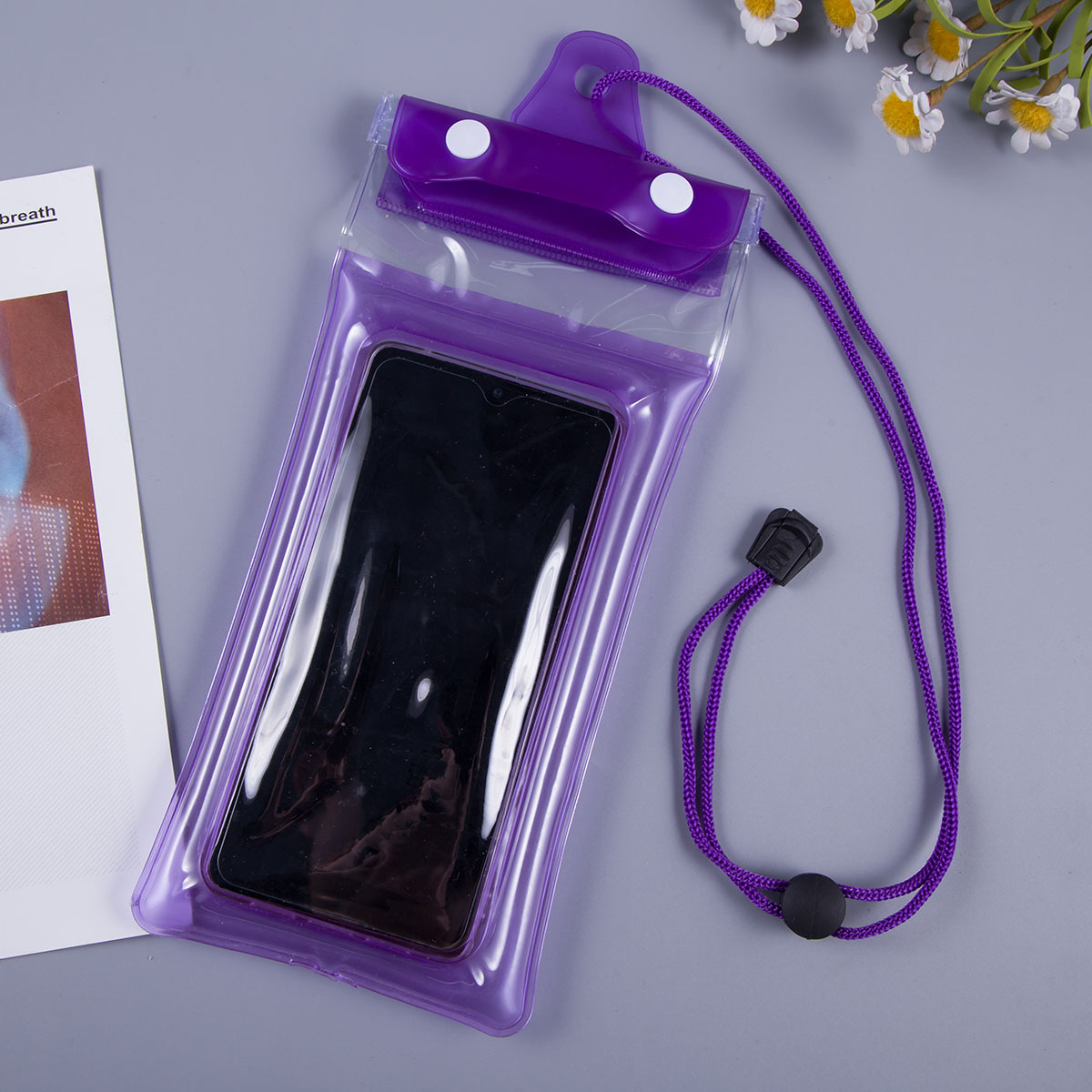 Picture of Three-fold mobile phone waterproof bag airbag bag Velcro touch screen swimming hot spring sealing strip waterproof neck wholesale