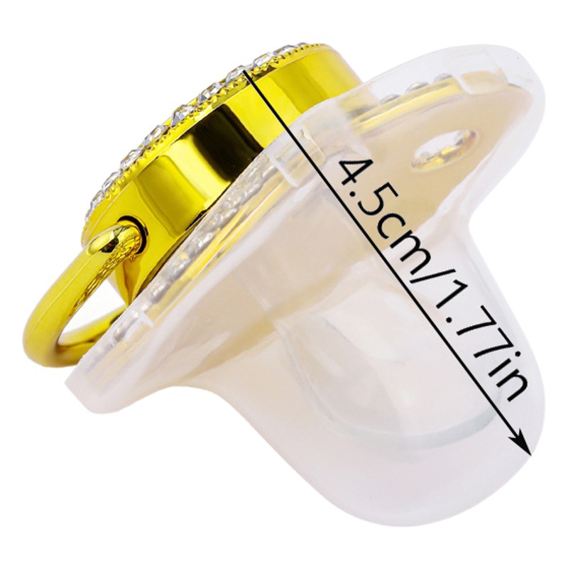 High-grade golden letters with drill baby pacifier point drill baby soothing play mouth with glass beads chain clip