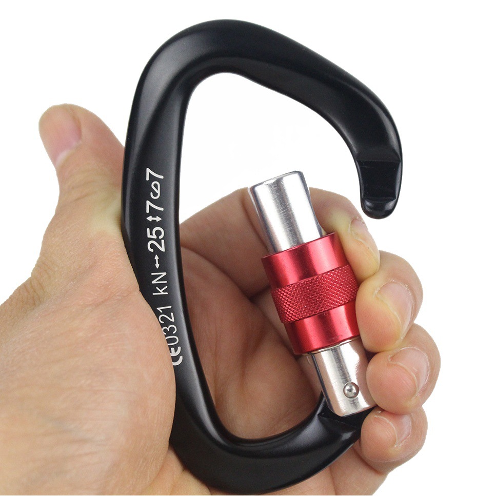 25KN carabiner main lock carabiner D-type buckle aviation aluminum carabiner climbing tool yoga lock
