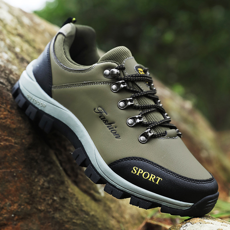 plus size men's casual shoes outdoor hiking shoes non-slip low-top leather waterproof cross-country hiking sneaker men's cross-border