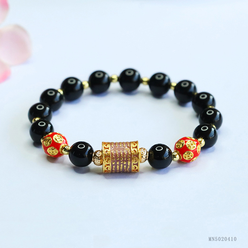 As soon as Yu natural black agate bracelet five scripture bracelet national tide jewelry trembles live wholesale MN5020410