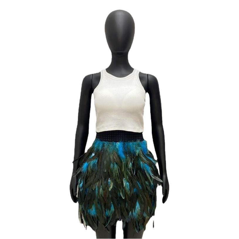 Amazon feather skirt cross-border hot 10 color masquerade skirt European and American women's fashion skirt