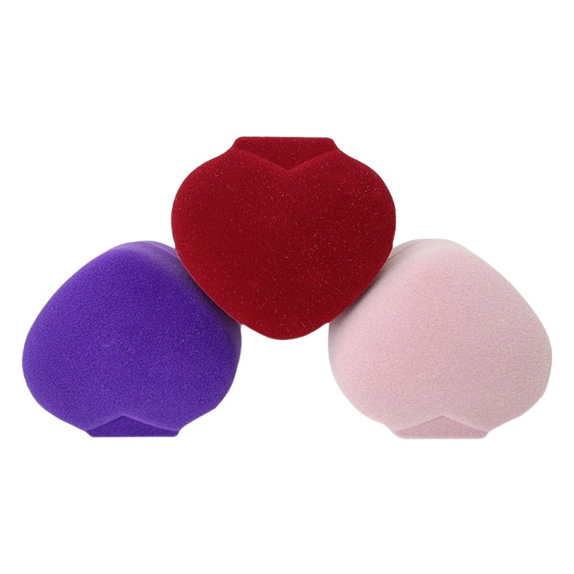 Manufacturer in Stock Wholesale Flocked Velvet Cloth Jewelry Box Love Jewelry Box Ring Earrings Velvet Jewelry Packaging Box