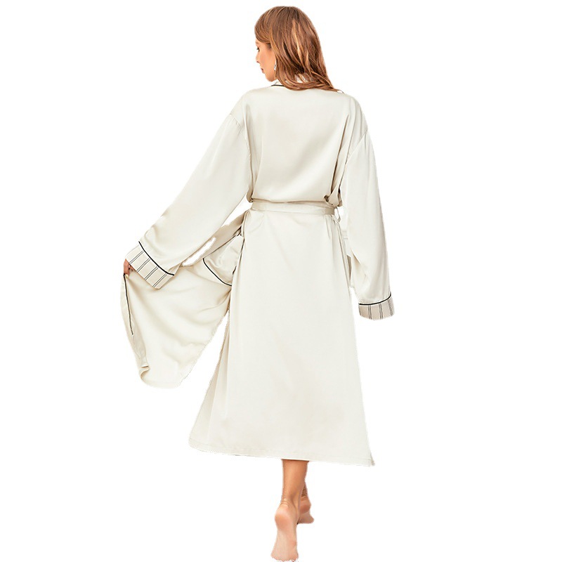 Picture of Women's Nightgown Summer Ice Silk Sexy Pajamas High Sense Morning Gown New Arrival Imitation Silk Summer Long Bathrobe Women