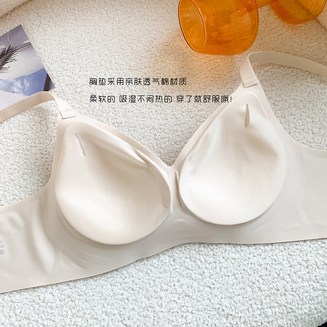 Picture of New Naked Soft Support Underwear Women's Pleated Comfortable Sleep Push-up Anti-sagging Bra without Steel Ring