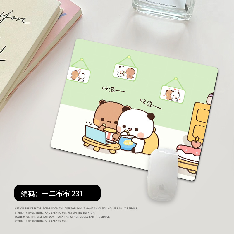 Picture of One or two cloth small size mouse pad office computer keyboard pad cartoon cute panda thick lock edge wrist pad