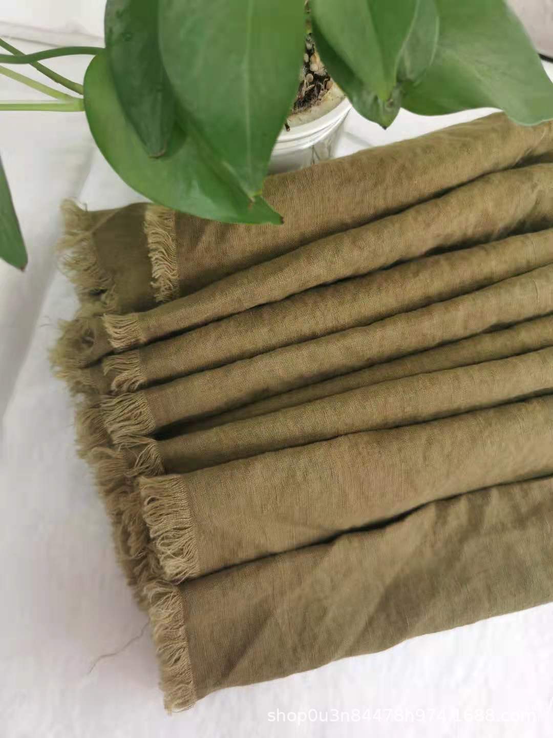 Pure Linen Tobacco Green Wide Enzyme Washing Material 1414 Encrypted Linen Dyeing Fabric 180GSM Linen
