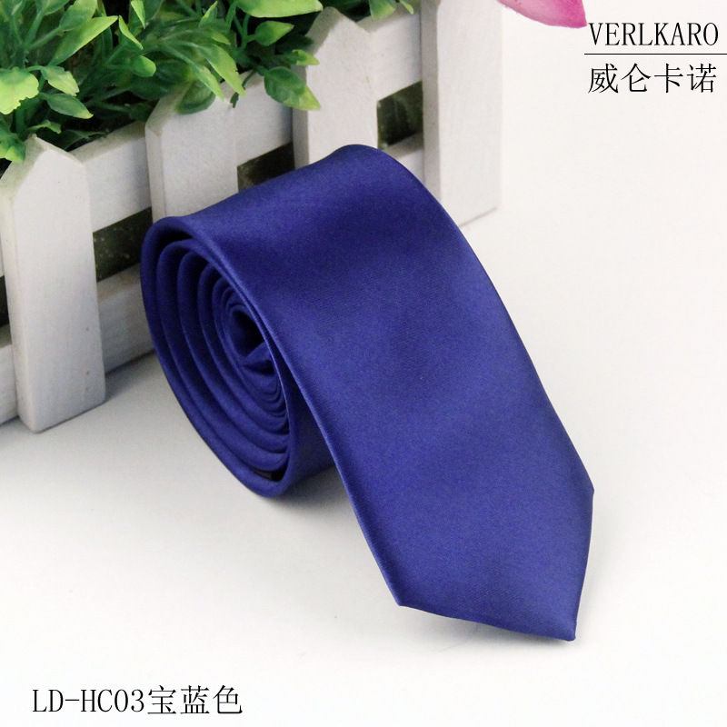 Picture of Leisure students 5cm solid color narrow version ins polyester silk business men's multi-color optional tie manufacturers in stock wholesale