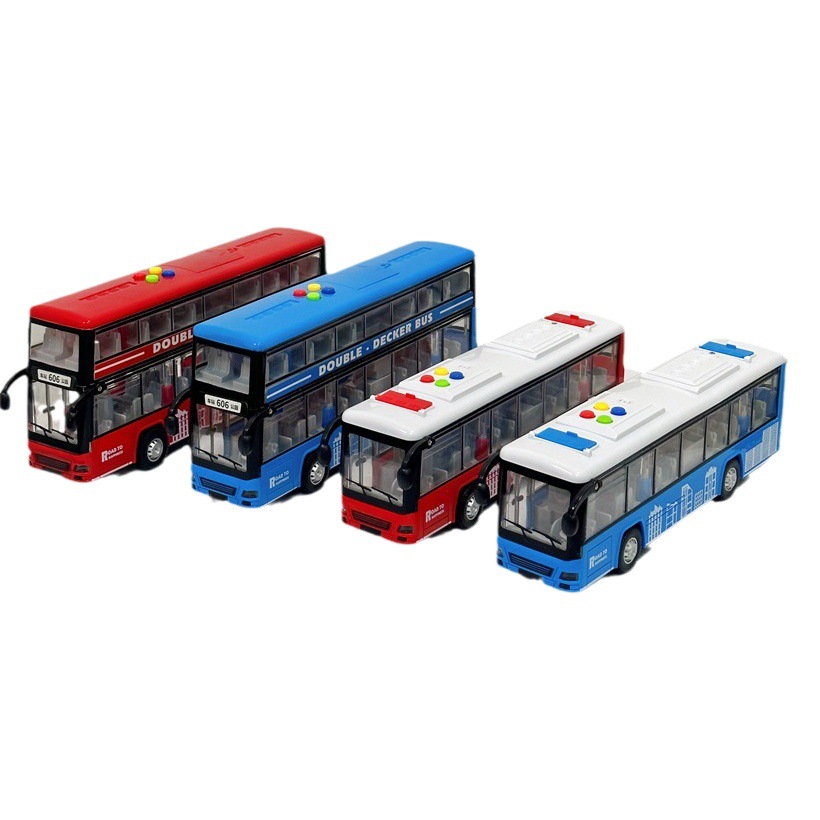 Picture of Children's Inertia Bus Light Sound Can Tell Stories Double-Decker Bus Bus Travel Creative Bus Toy