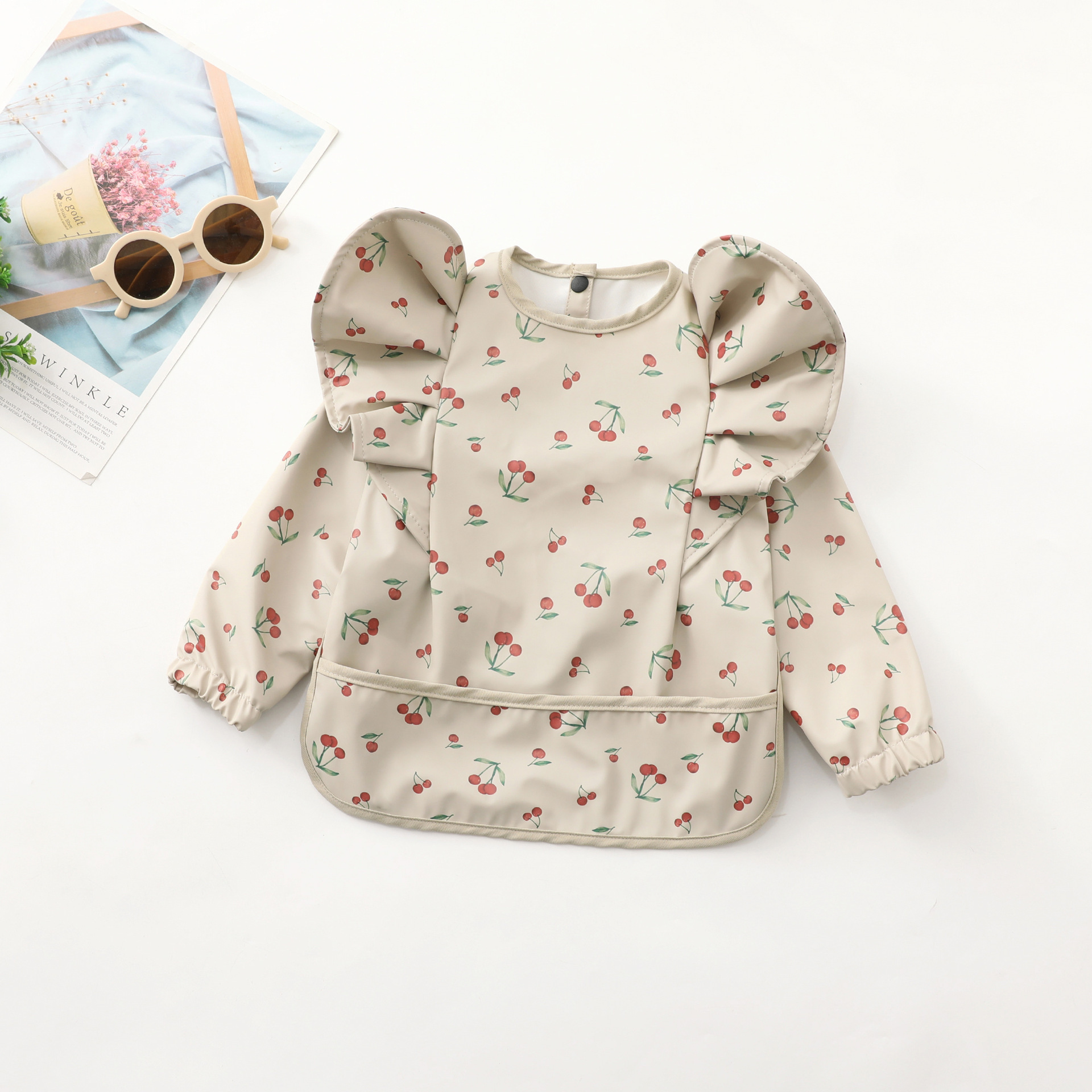 Picture of Danish Children's Overalls Long-Sleeved Wings Eating Clothes Baby Retro-Dressing Baby Soft PU Waterproof Anti-Dirty Feeding Clothes