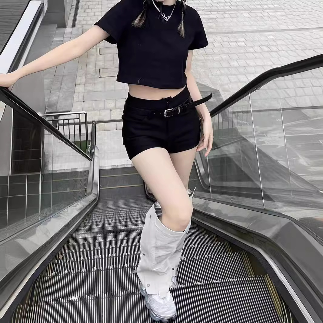 plus size chubby girl Black Sexy Casual Pants Women's Outer Wear Stretch Tight Shorts American Style Hot Girl High Waist Hip Hot Pants