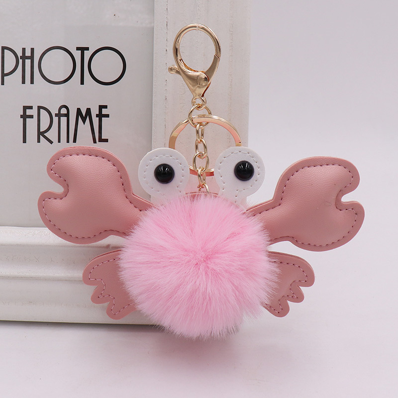 Cute fur ball Crab Key chain cartoon plush doll clothing bag hanging ornaments luggage small doll pendant