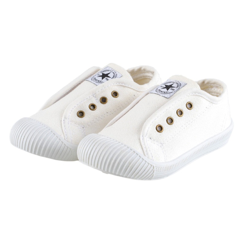 White Shoes Children's Canvas Shoes Korean Style Casual Soft Bottom Velcro Slip-on Indoor Shoes for Girls and Boys Kindergarten