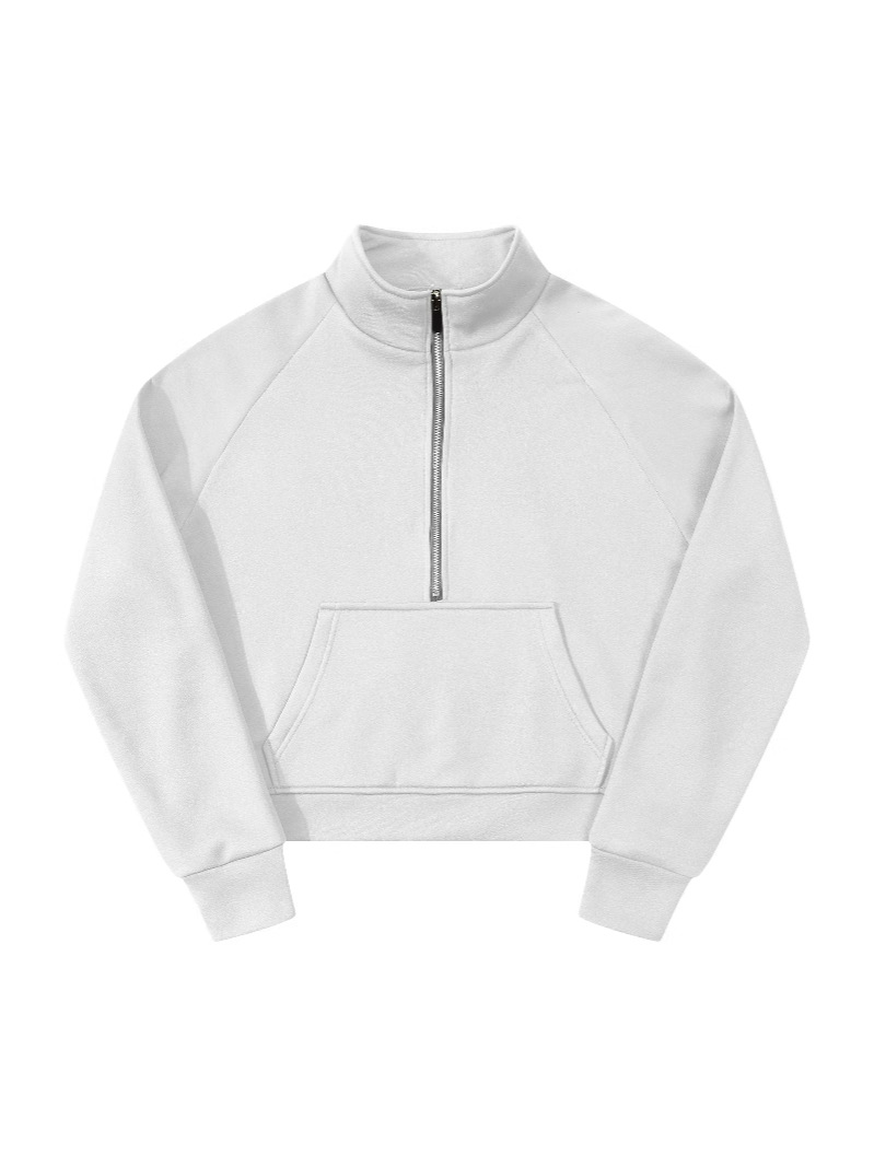 Picture of Foreign Trade European and American Raglan Sleeve Sweater Women's Autumn and Winter Fleece Loose Jacket Semi-Zipper Shirt with Vertical Collar Foreign Trade Long Sleeve Sweater
