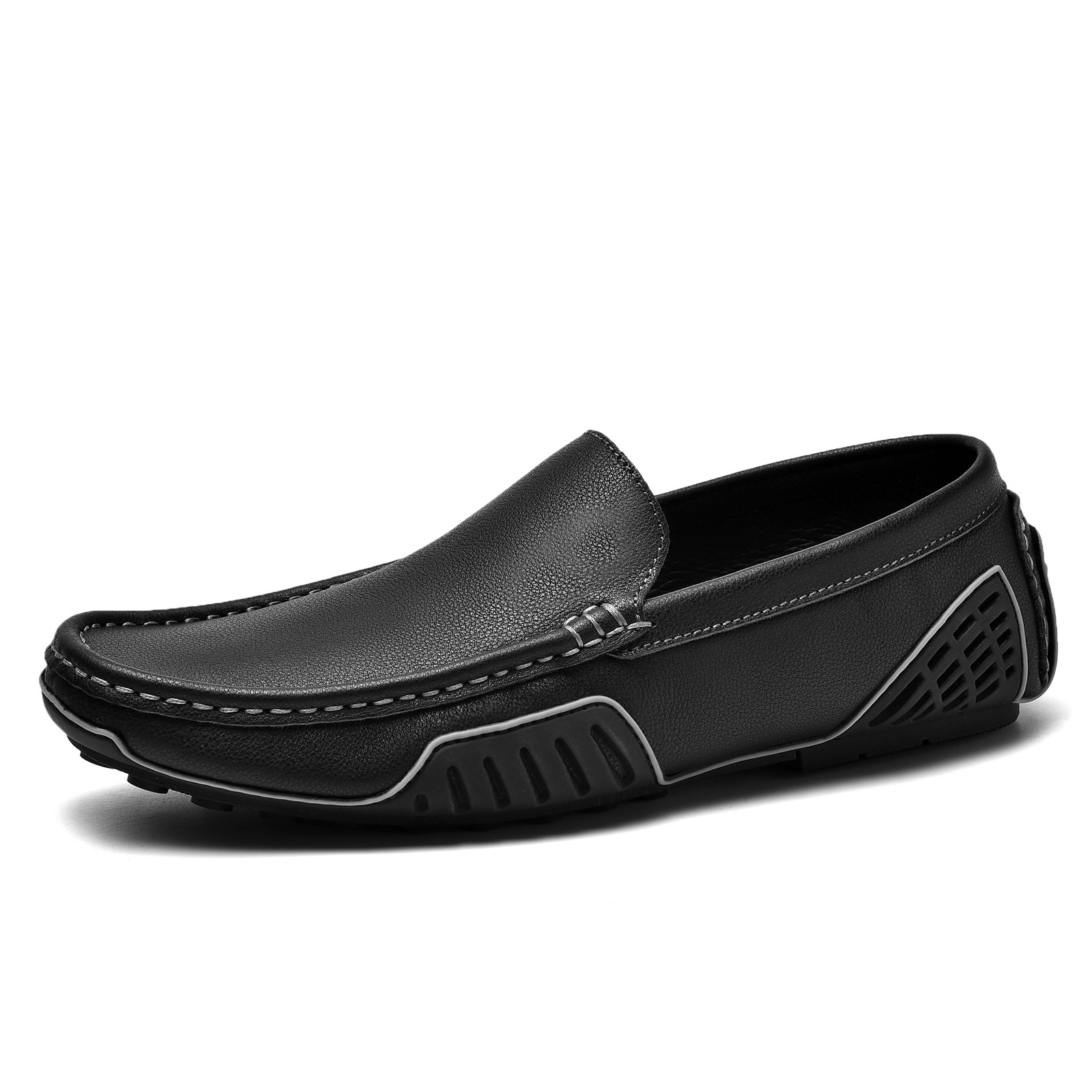 Picture of Cross-Border Large Size Men's Shoes Genuine Leather Beanie Shoes Summer Trend Breathable Casual Leather Shoes Korean Style Slip-On Driving Trendy Shoes